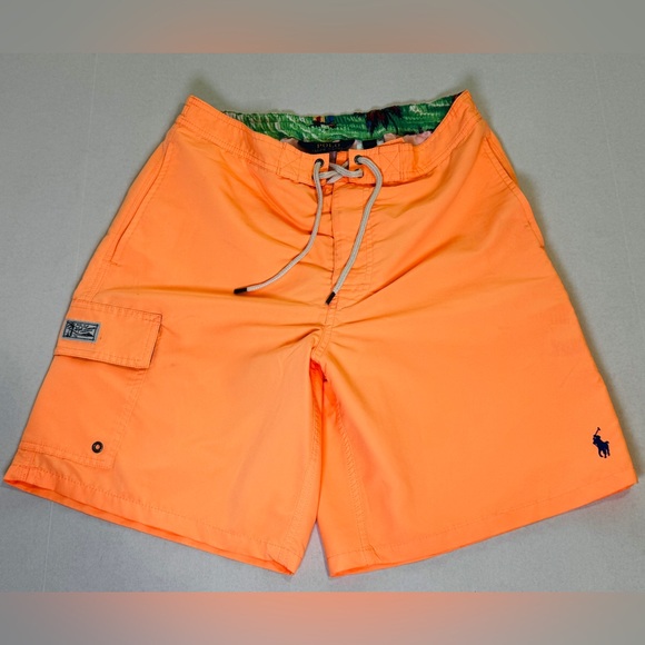 Polo Ralph Lauren Beach Swim Board Surf Shorts/Trunks Bright Orange Size M - Picture 5 of 13